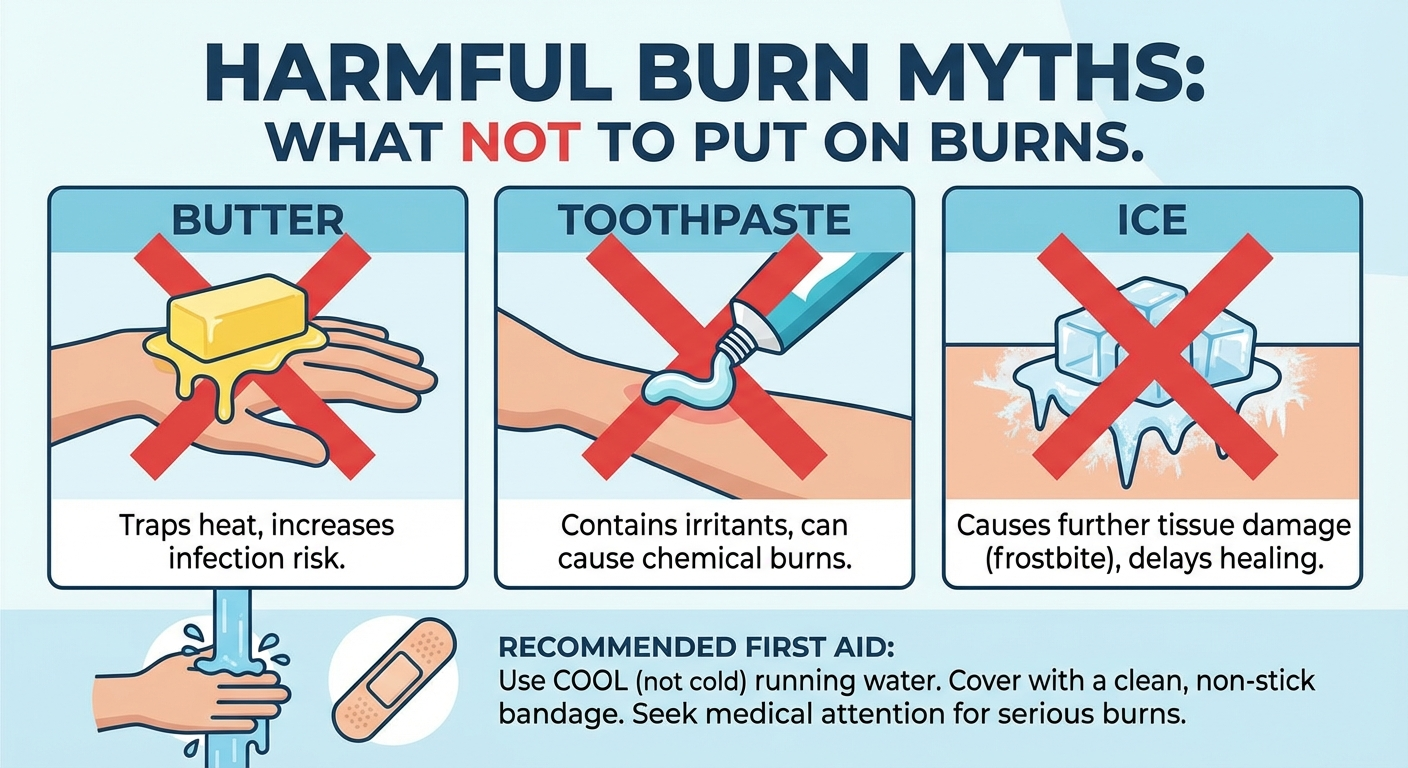 Common household items that should never be applied to burns